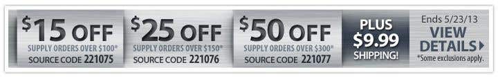 $15 off supply orders over $100!
