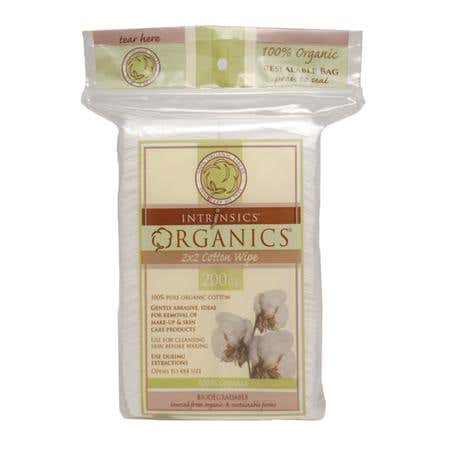 Intrinsics Organic Cotton 2"X2" Wipes Opens 4"X4"
