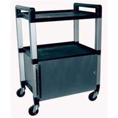 Poly 3 Shelf Cart With Locking Stainless Cabinet