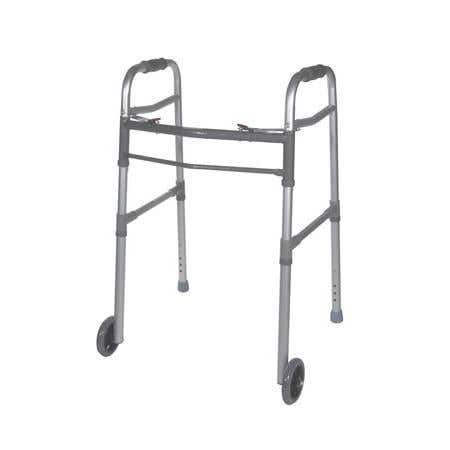 Universal Deluxe Folding Walker, Two Button 5"Wheel