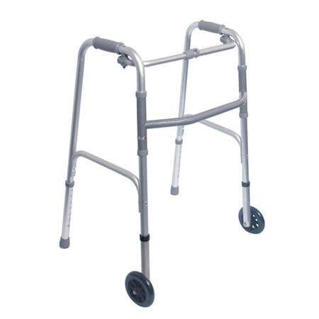 Single Release Aluminum Folding Walker, 5" Wheels