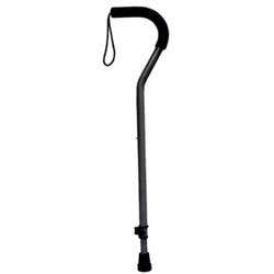 Cane, Offset Adjustable Lock, With Wriststrap
