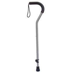 Cane, Offset, Adjustable Lock, With Wrststrp Silvr