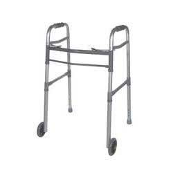 Universal Deluxe Folding Walker, Two Button 5"Wheel