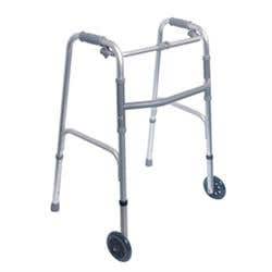 Single Release Aluminum Folding Walker, 5" Wheels