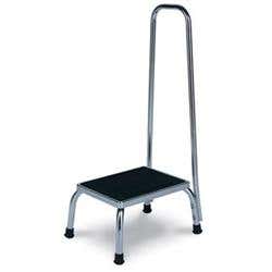 Winco Chrome Steel Footstool With Hand Rail
