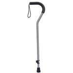 Cane, Offset, Adjustable Lock, With Wrststrp Silvr