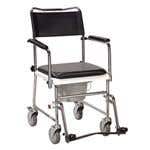 Drive Folding, Portable Commode W/Wheels,Drop Arms