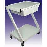 Steel 2 Shelf Cart With Drawer - White