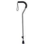 Cane, Offset, Adjustable Lock, With Wrststrp Silvr