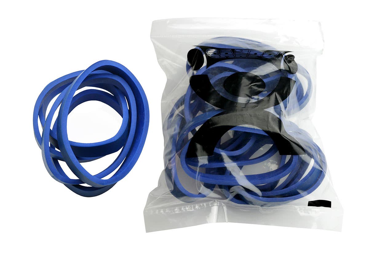 Blue rubber bands, 25 each