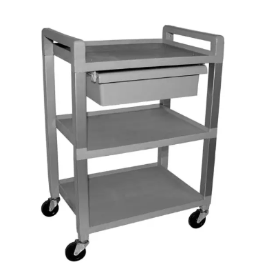 Ideal Medical Poly 3-Shelf Cart w/ Drawer