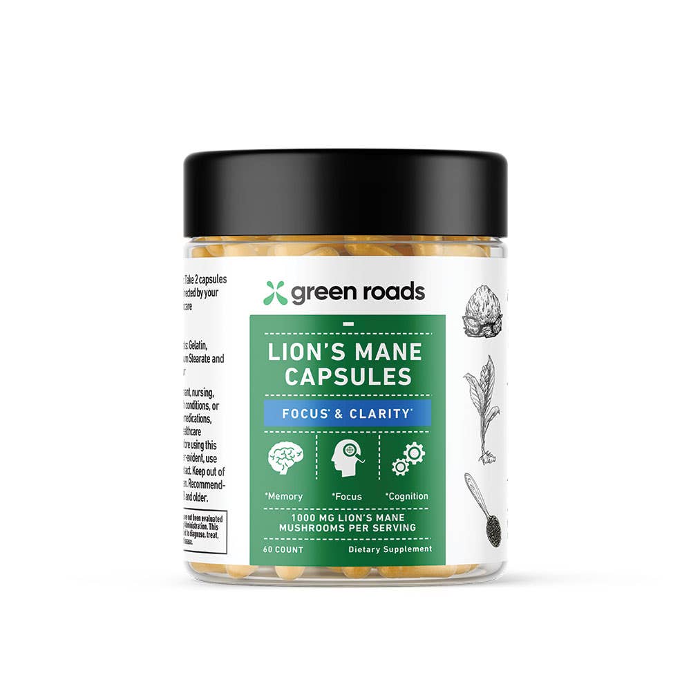 Green Roads® Lion’s Mane Focus & Clarity Capsules – 60 ct