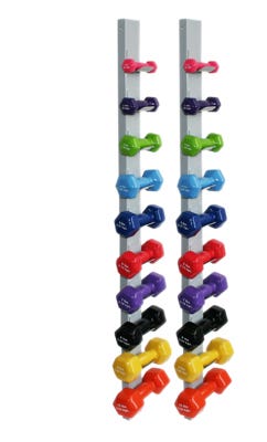 CanDo®VinylCoatedDumbbells-20-piecesetwith2WallRacks