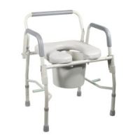 Steel Drop Arm Bedside Commode with Padded Seat & Arms - Steel Drop Arm Bedside Commode with Padded Seat & Arms