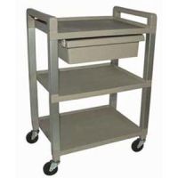 Poly 3 Shelf Cart W/Drawer And Power Strip