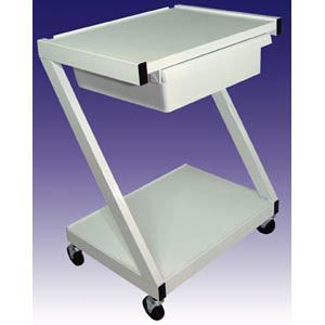 Steel 2 Shelf Cart With Drawer - White