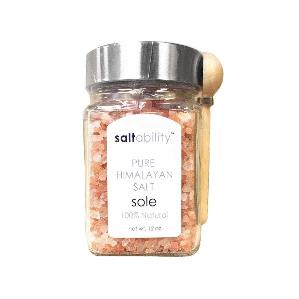 Saltability Himalayan Salt Sole Glass Jar with Spoon & Coarse Salt
