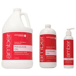 Amber Geranium Sage Massage Oil 32 oz.