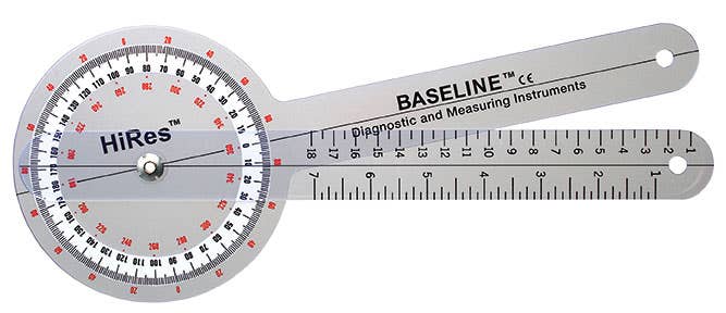 BaselineHiRes360degreeclearplasticgoniometer,12inches