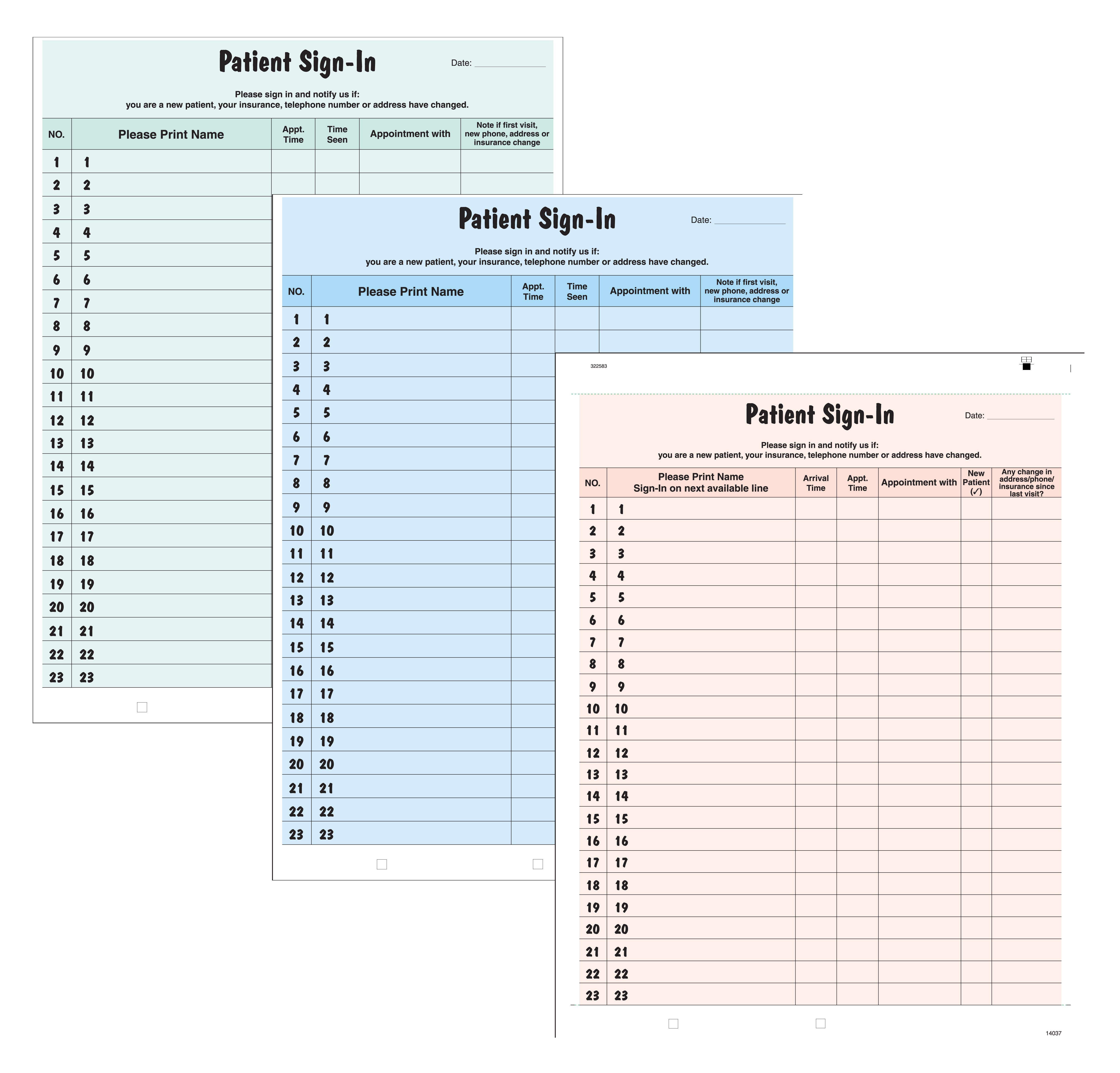 PatientSign-InSheet,250/Package