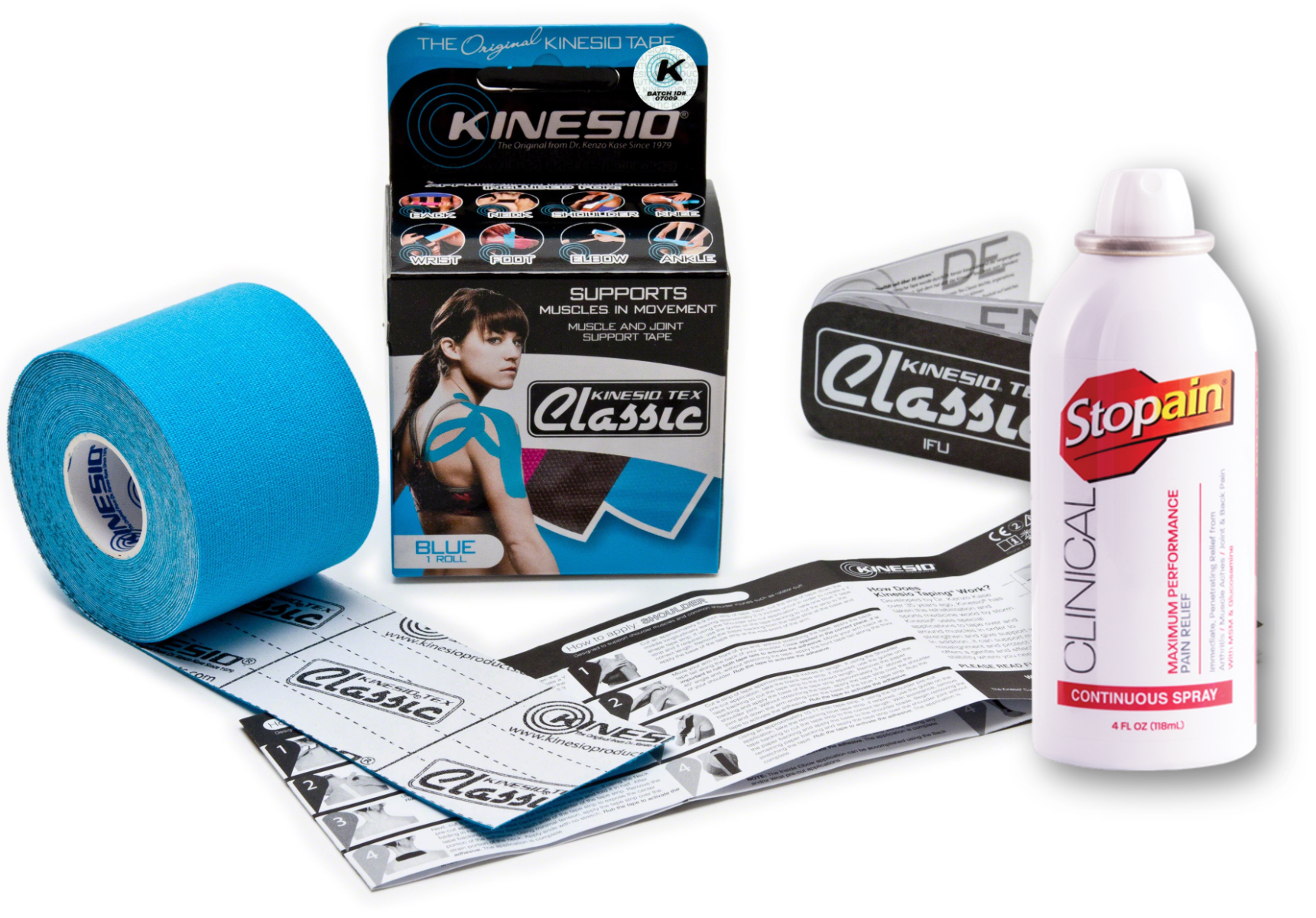 Kinesio®Tex Classic Blue Tape+ Stopain® Clinical Spray