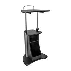 Techni Mobili Sit-to-Stand Rolling Adjustable Height Laptop Cart With Storage