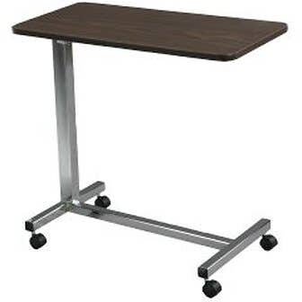 Deluxe Height Adjustable Overbed Table Non-Tilt - Silver Vein Finish - Each