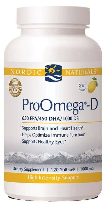 Nordic Naturals ProOmega-D, 1000mg, Lemon 120 Count